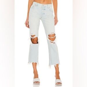 Free People We The Free Maggie Straight Cropped Jean Blue Light Wash Size 29
